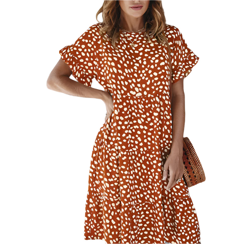 Donna - Polka dot dress with ruffle sleeves