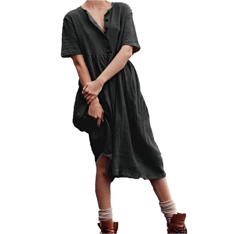 Sylvie - Cotton linen slim dress