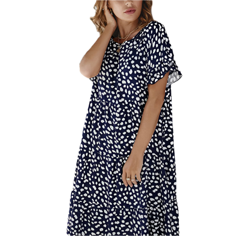 Donna - Polka dot dress with ruffle sleeves