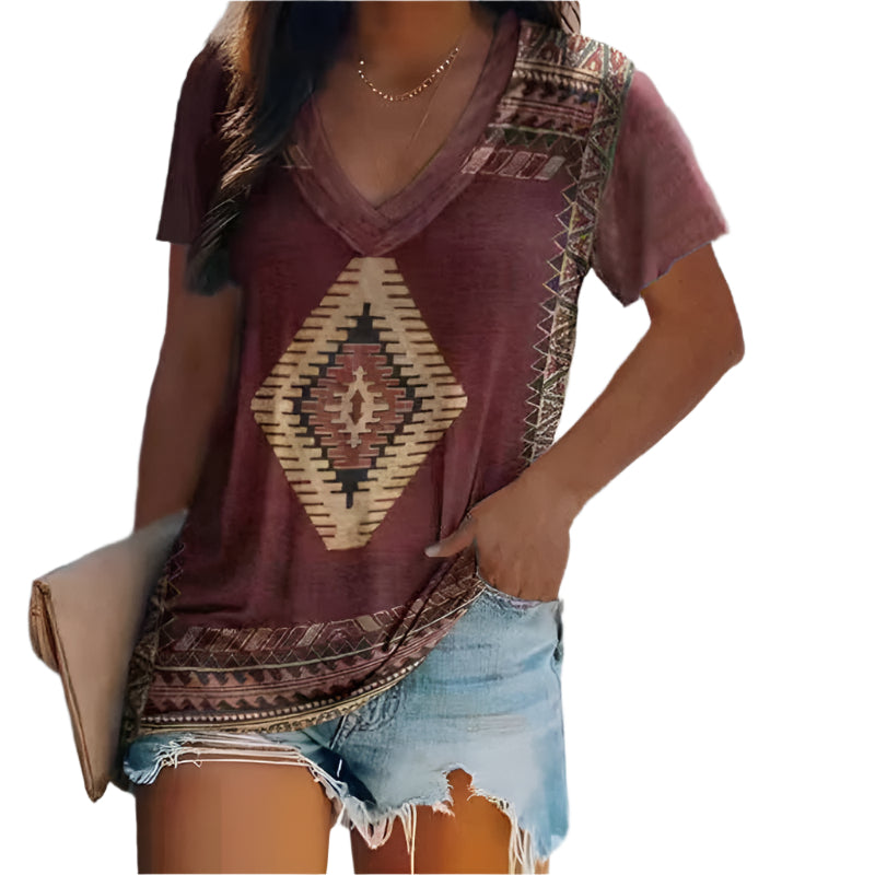 ララ - 幾何学模様のプリントシャツ