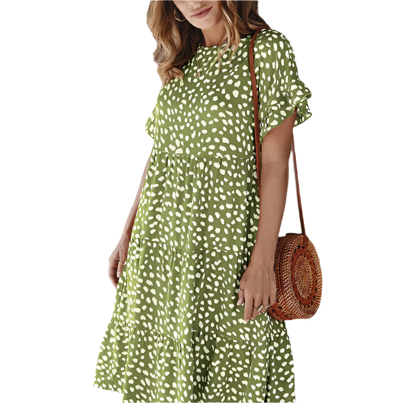 Donna - Polka dot dress with ruffle sleeves