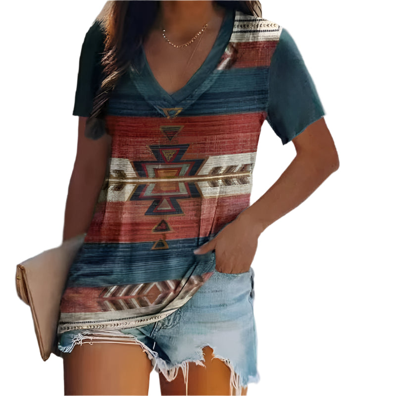 ララ - 幾何学模様のプリントシャツ