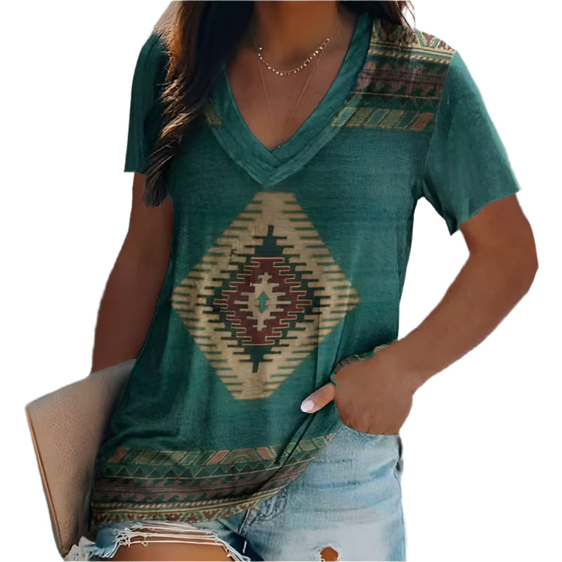 ララ - 幾何学模様のプリントシャツ