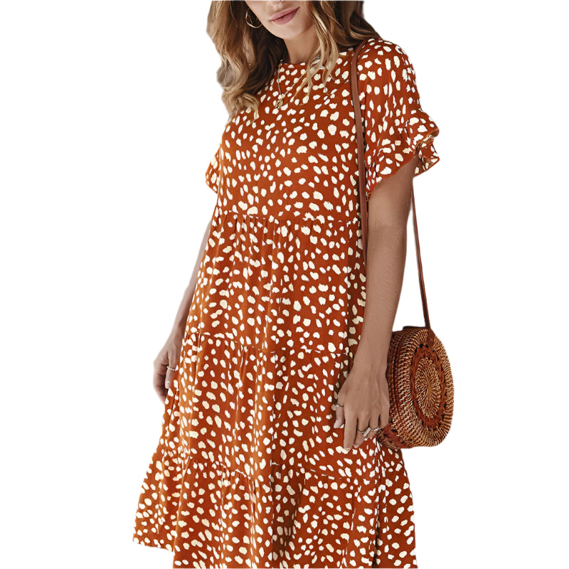 Donna - Polka dot dress with ruffle sleeves