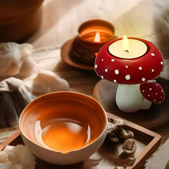 Sporelight – ceramic mushroom-shaped candle holder