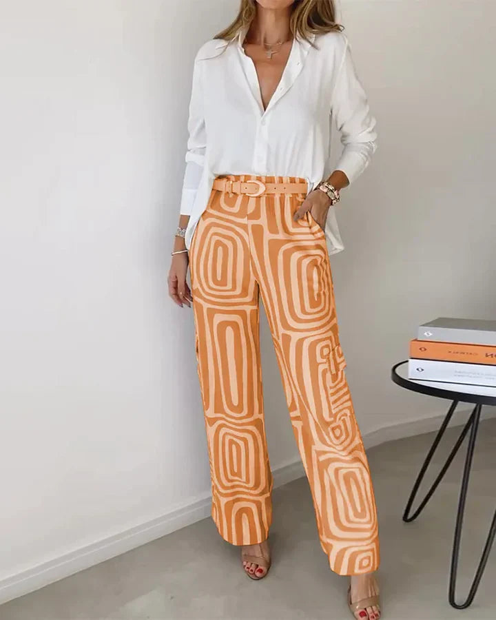 Alva - High-waisted pants with pockets