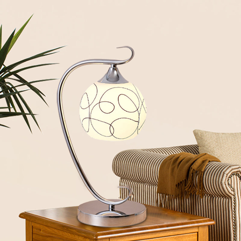 Orbola – Classic White Glass Ball Table Lamp