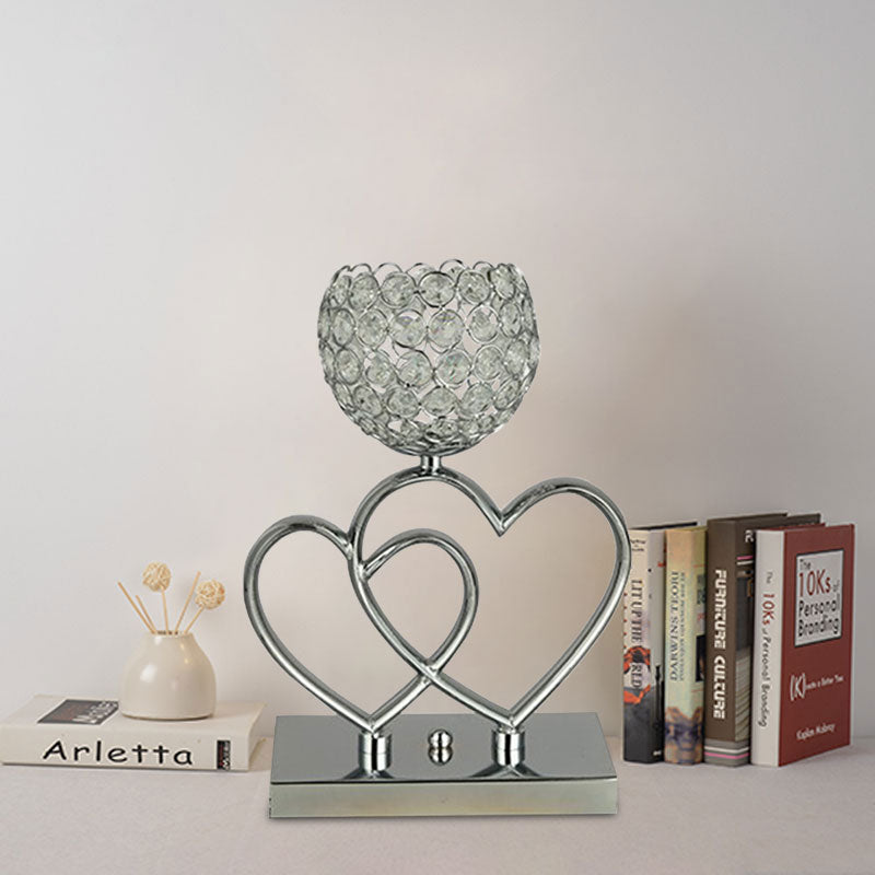 Chrome - Modern LED Table Lamp with Heart and Dome Design