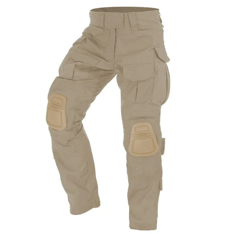Tactical cargo pants with knee protection, ideal for outdoor activities and work.