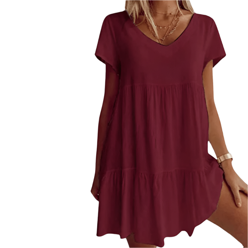Minnie - Casual V-neck short sleeve dress