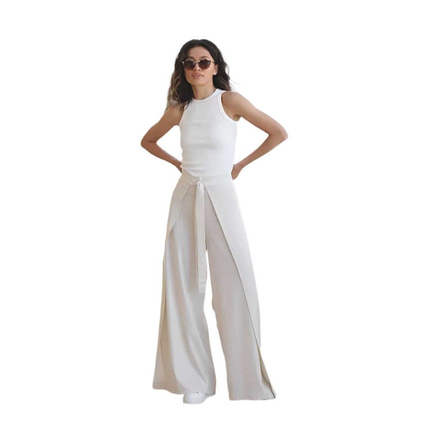 Michelle - Wide-leg pants with tie apron