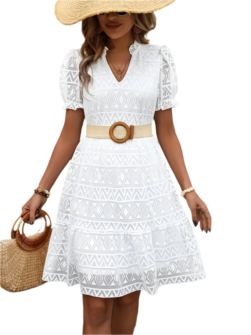 Sera – elegant dress with puff sleeves