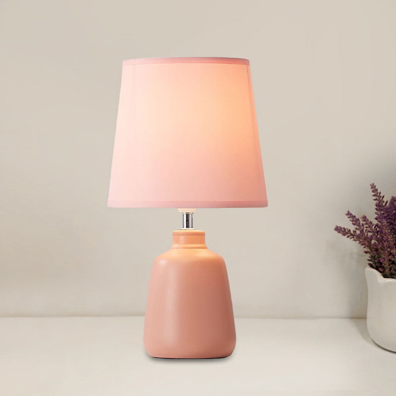 Luna Base – A soft, tapered fabric lamp with a ceramic base