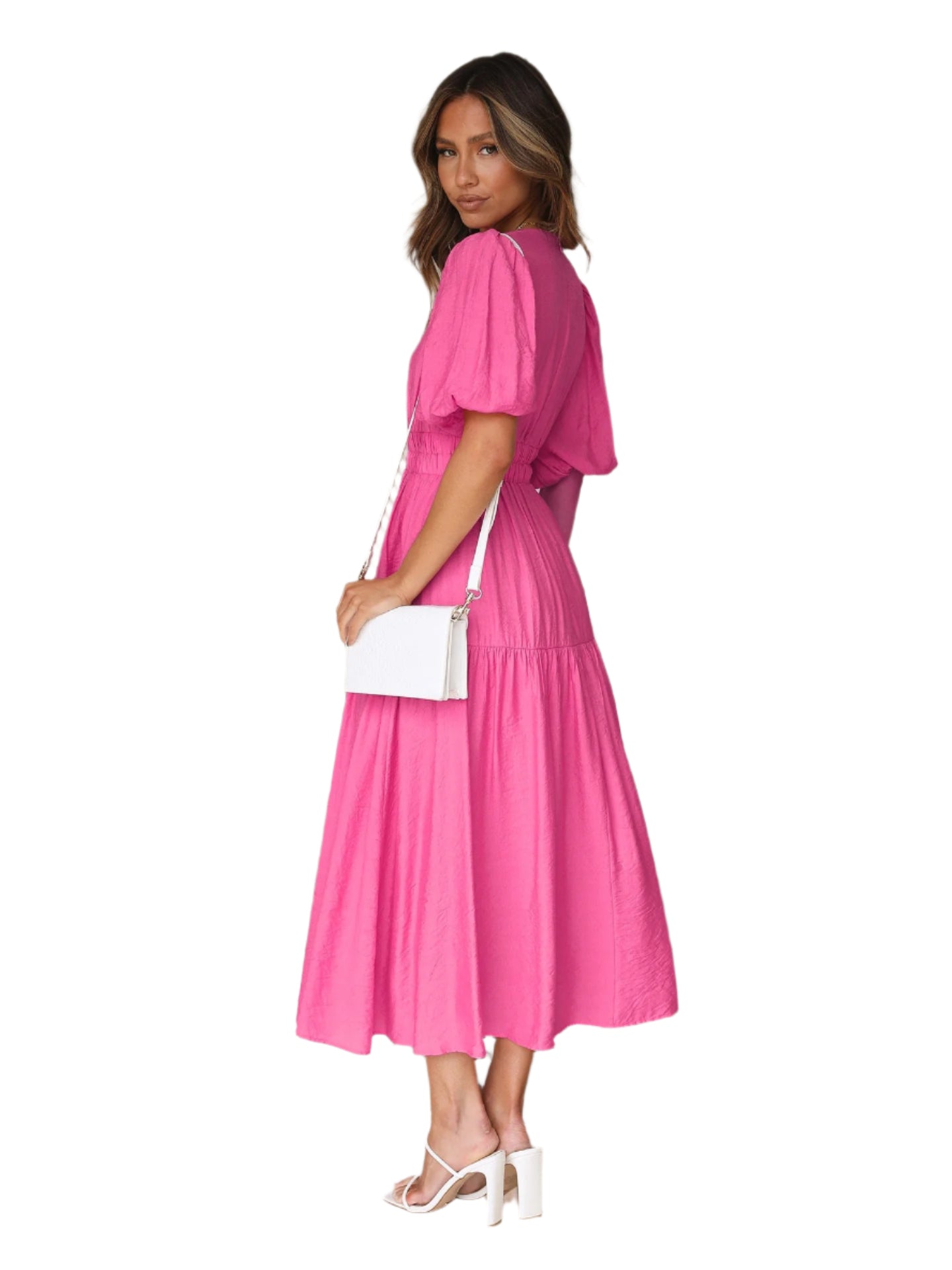Emelda – V-neck and puff sleeve dress