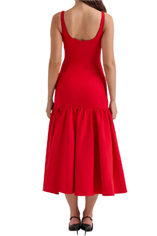 Sienna U-Neck Sleeveless Ruffle Bodycon Midi Dress