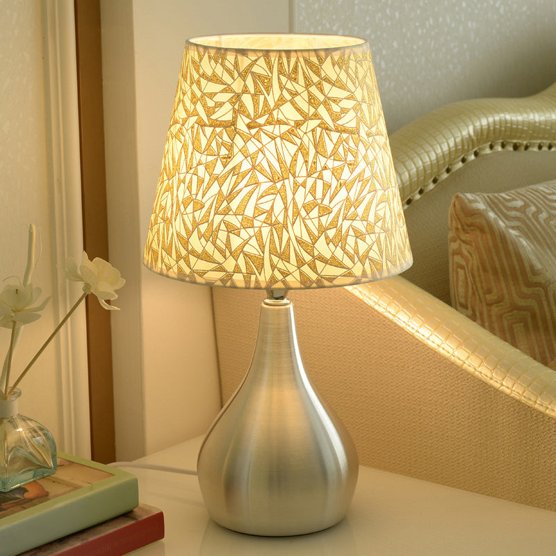Villela - Stylish tapered bedside lamp with patterned fabric shade