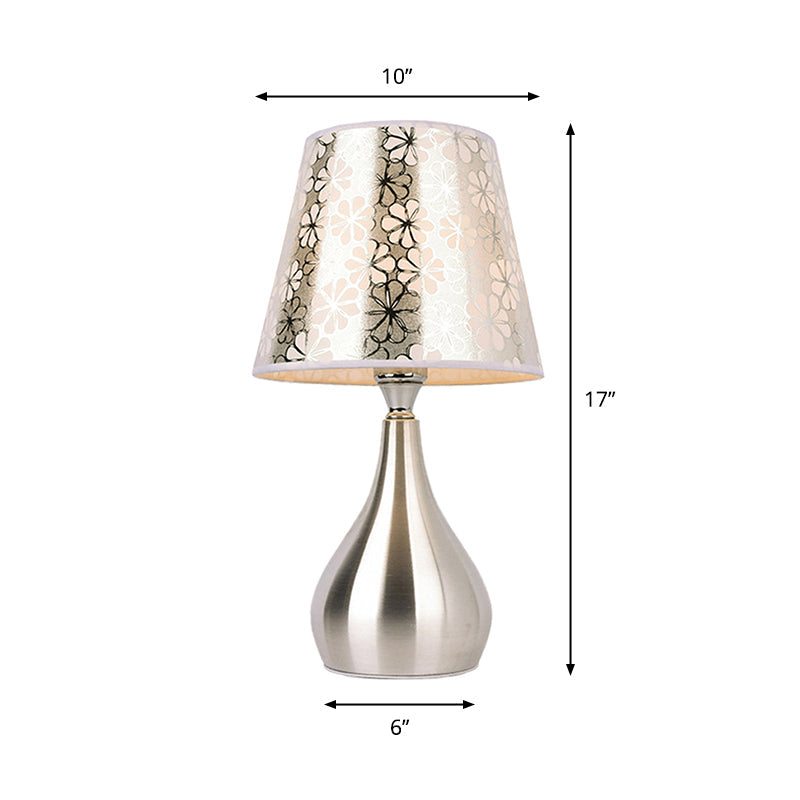 Villela - Stylish tapered bedside lamp with patterned fabric shade