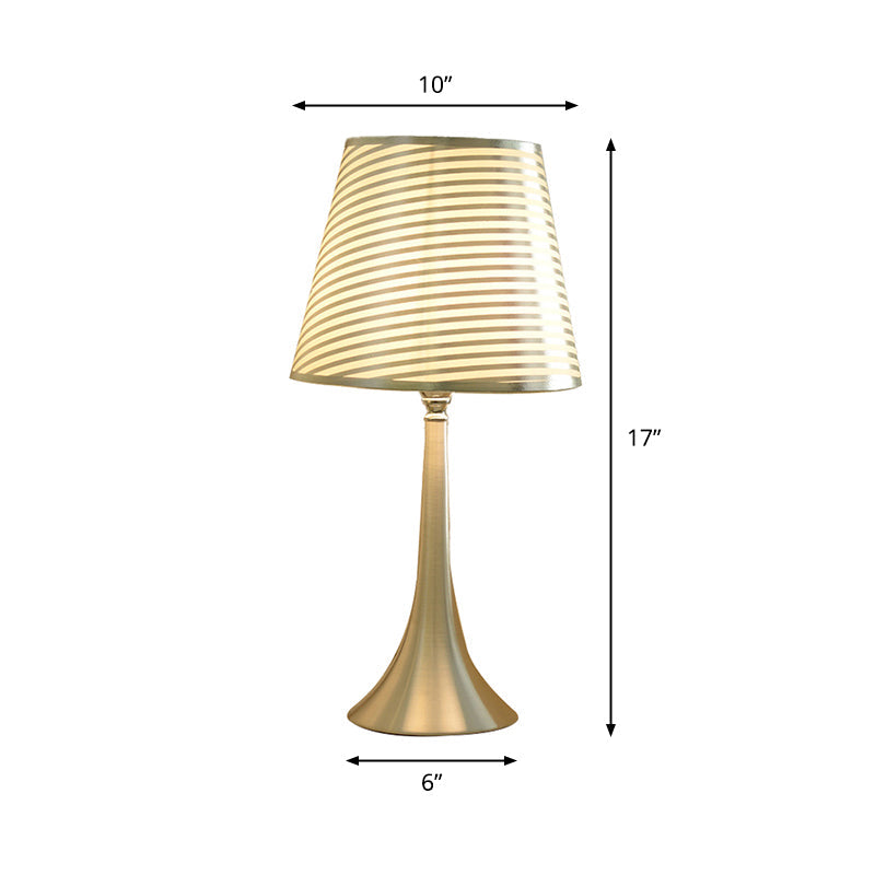 Villela - Stylish tapered bedside lamp with patterned fabric shade