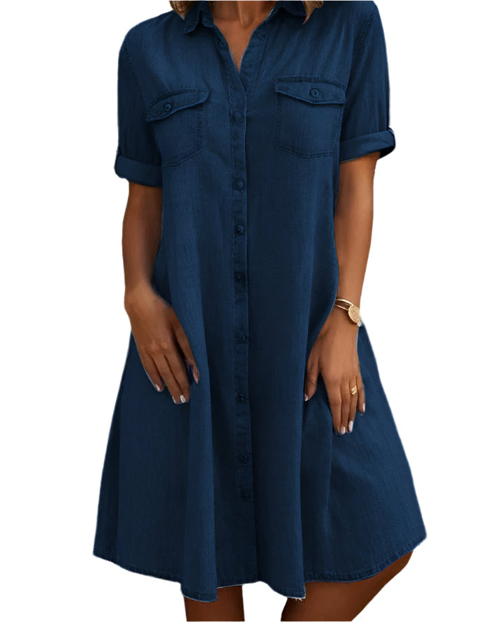 Svetlana - Short Sleeve Denim Dress