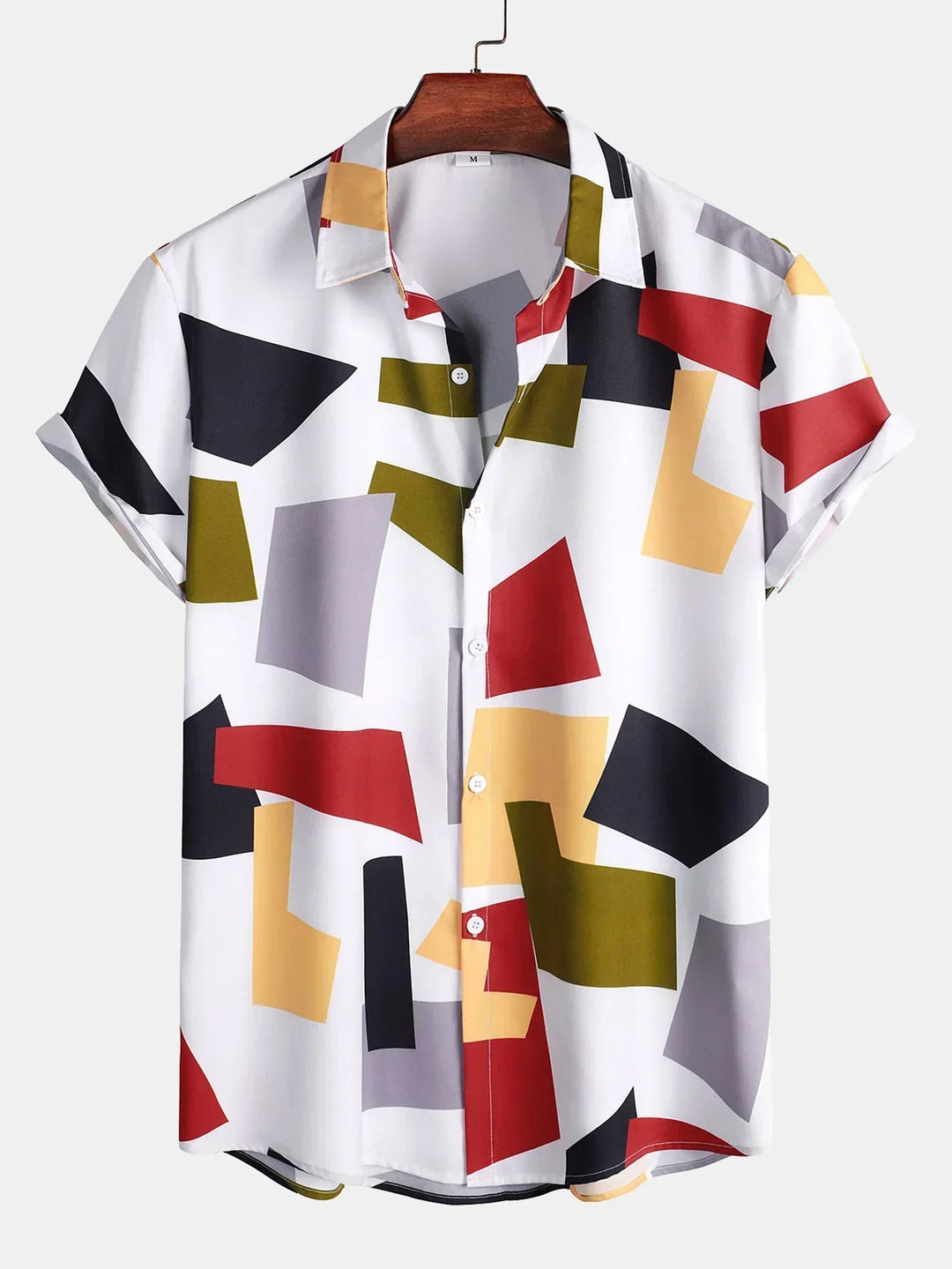 Raymond - Geometric Colorblock Print Button-Down Shirt