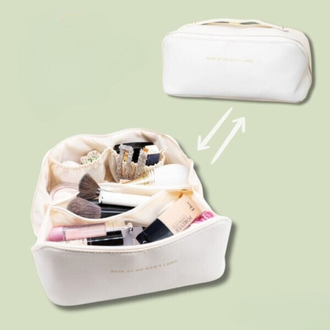 An elegant and compact makeup pouch