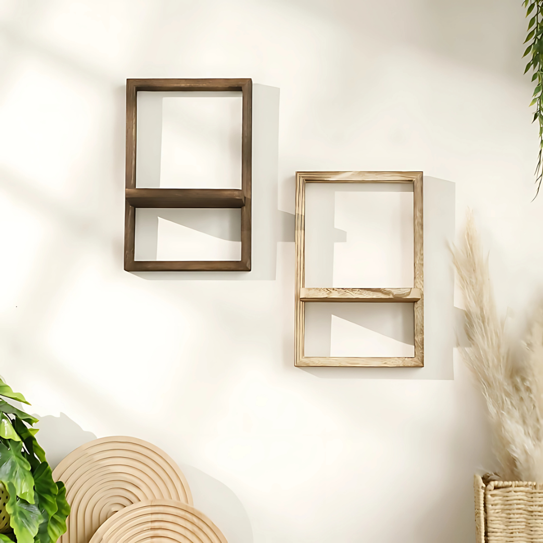 Wall-mounted wooden rectangular frame
