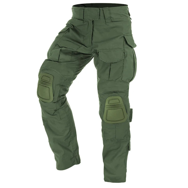 Tactical cargo pants with knee protection, ideal for outdoor activities and work.