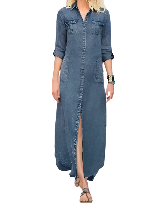 Florence - loose denim dress with buttons