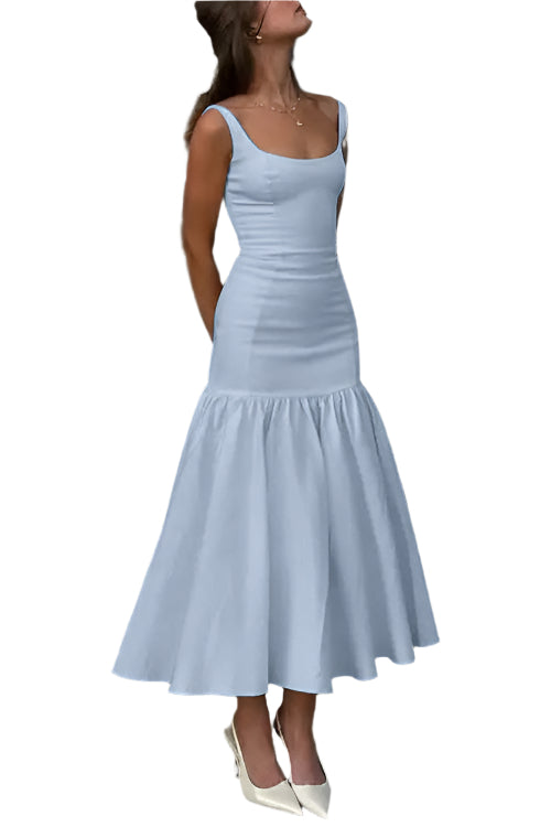 Sienna U-Neck Sleeveless Ruffle Bodycon Midi Dress