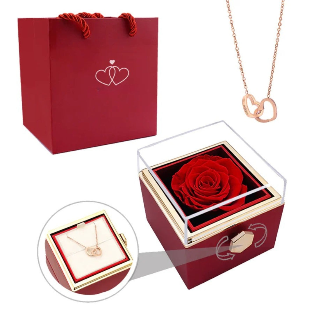 Eternal Rose Gift Box with Hidden Personalized Necklace - A Special Gift for Mother's Day