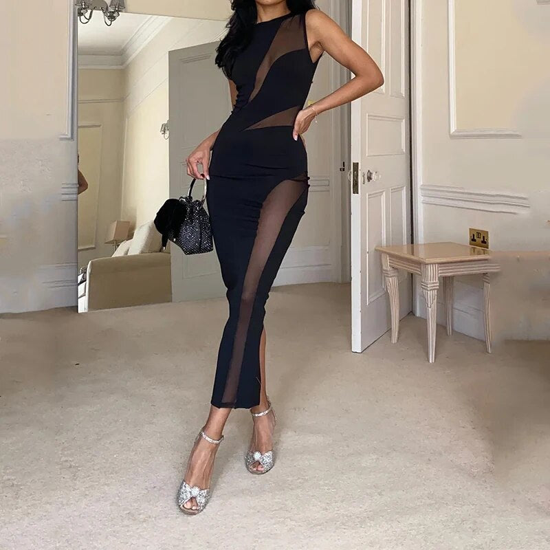 Cecily - Stylish Sleeveless Mesh Dress