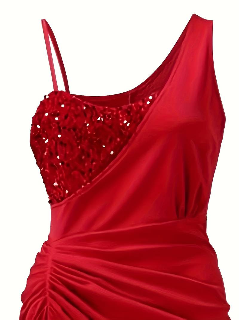 Andrea – Asymmetrical one-shoulder sequin cocktail dress