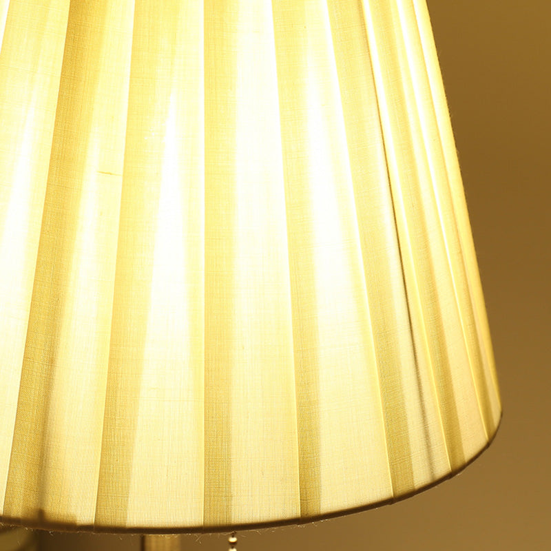 Astral Glow - Elegant Fabric Empire Shade Table Lamp with Pull Chain