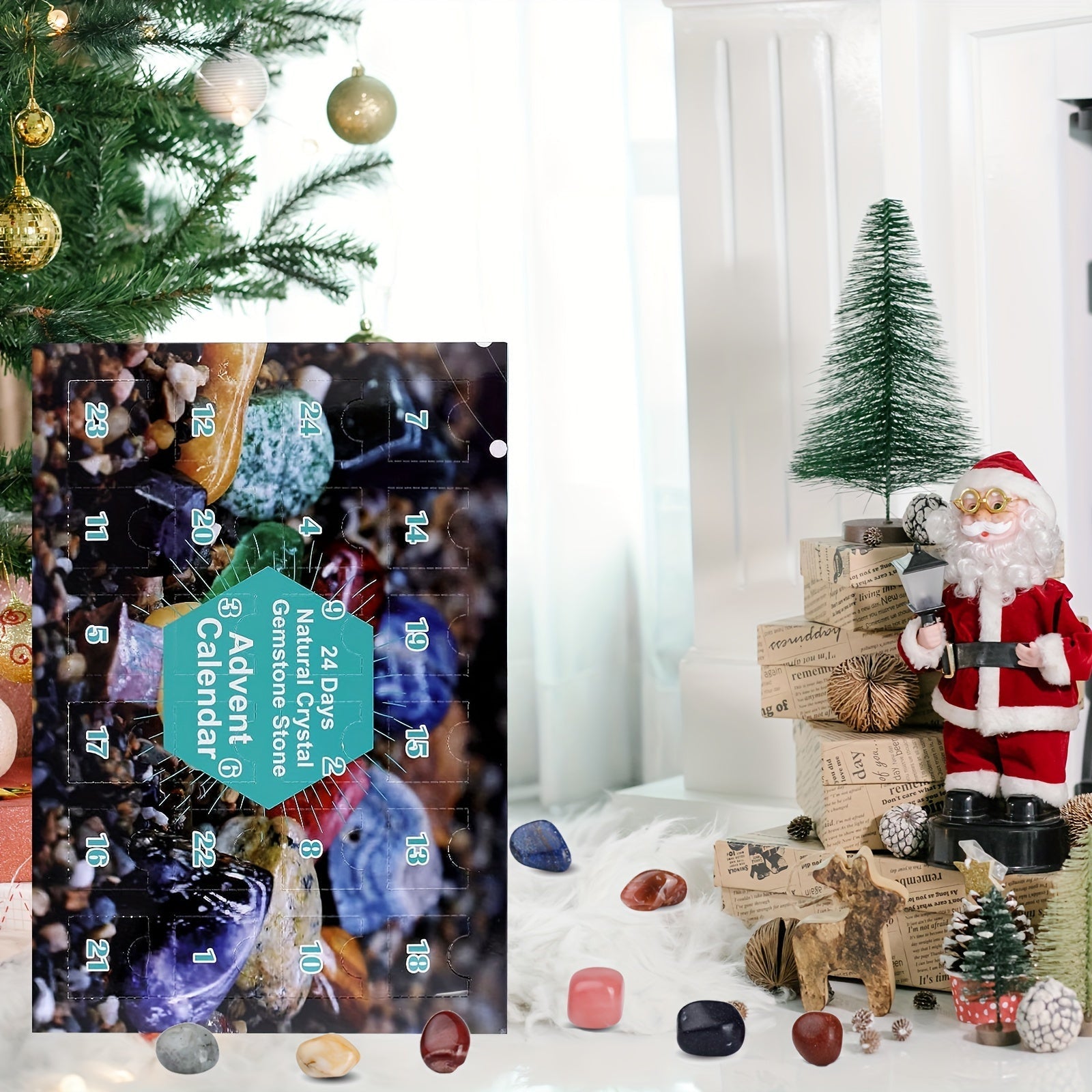 1 Christmas Gemstone Advent Calendar with 24 Natural Quartz Crystals