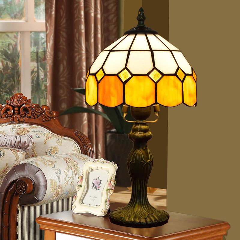 Vermira Vintage Glow Table Lamp with Yellow Lattice Shade