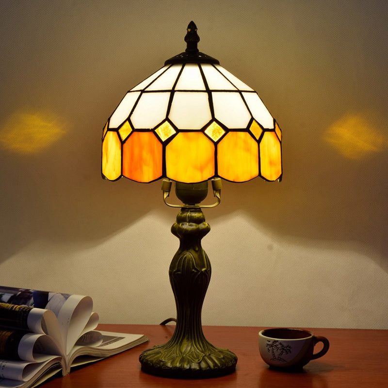 Vermira Vintage Glow Table Lamp with Yellow Lattice Shade