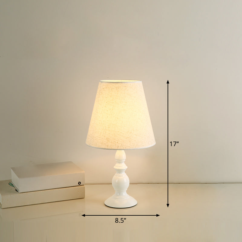 Luxbeam Iron Bedside Lamp – Minimalist Bedside Lamp with Tapered Fabric Shade
