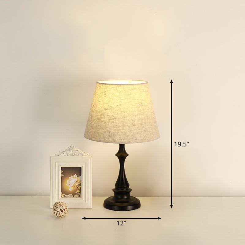 Luxbeam Iron Bedside Lamp – Minimalist Bedside Lamp with Tapered Fabric Shade