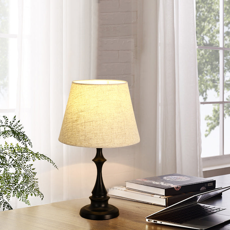 Luxbeam Iron Bedside Lamp – Minimalist Bedside Lamp with Tapered Fabric Shade