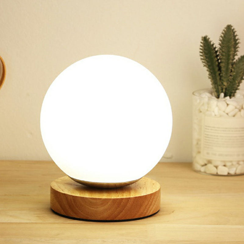 Lunar Glow Mini Night Lamp – Postmodern Table Lamp with Wooden Base