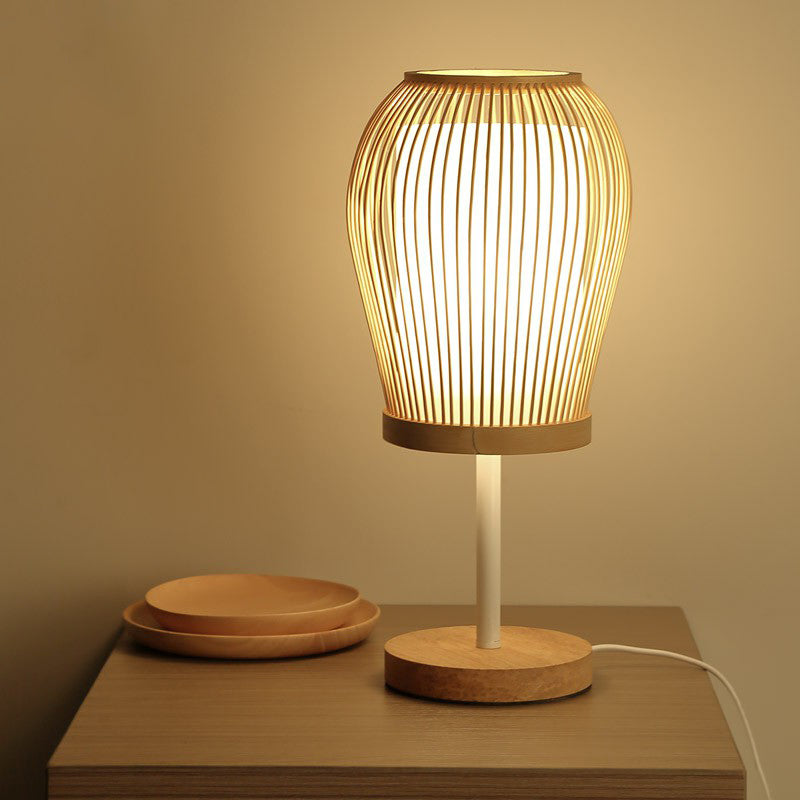 Vespera - Scandinavian-inspired bamboo table lamp with a fabric core for a soft glow