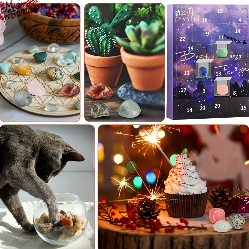 1 Christmas Gemstone Advent Calendar with 24 Natural Quartz Crystals