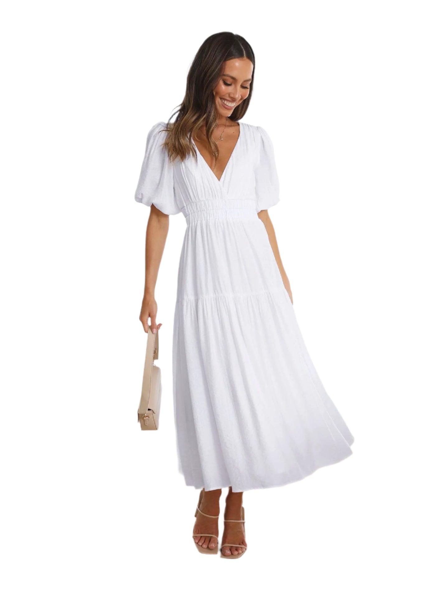 Emelda – V-neck and puff sleeve dress
