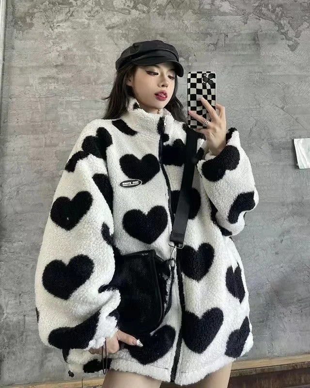 ベネディクテ - ハートプリント 両面カジュアルジャケット