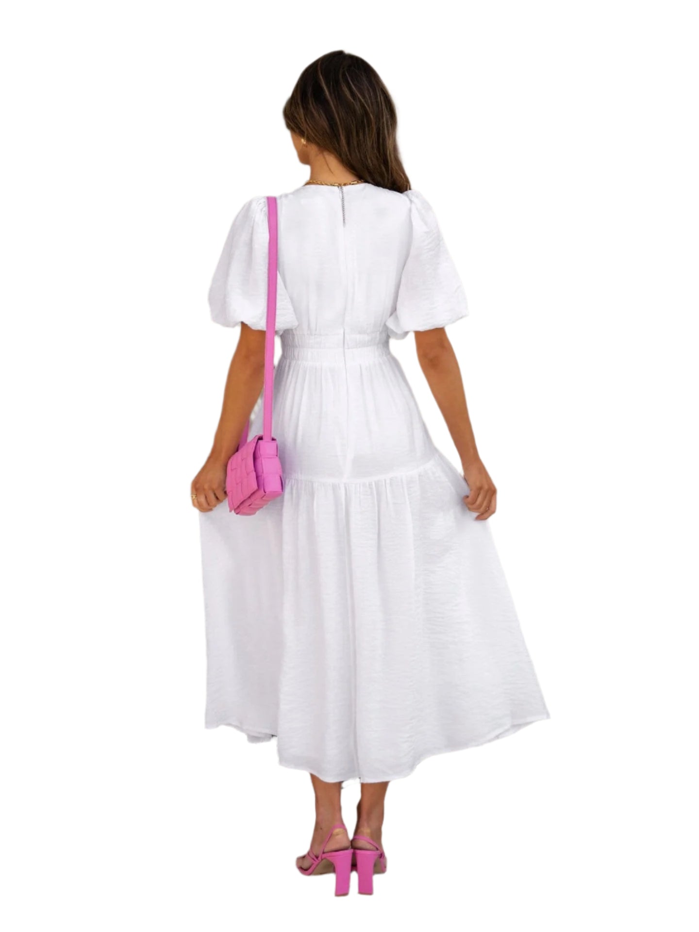 Emelda – V-neck and puff sleeve dress