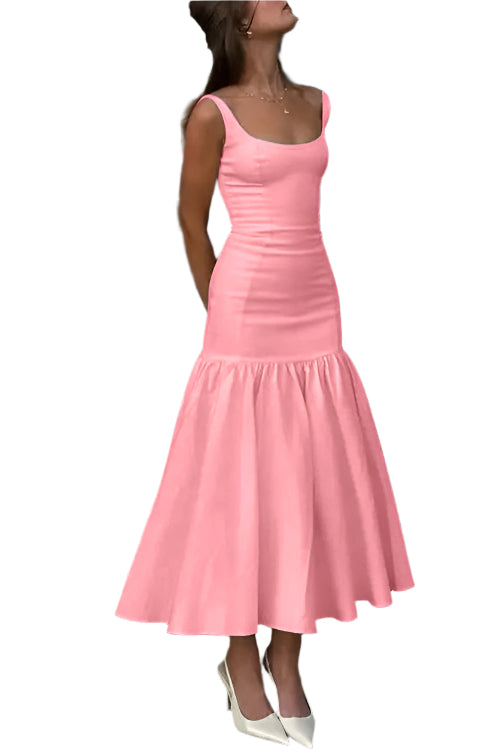 Sienna U-Neck Sleeveless Ruffle Bodycon Midi Dress