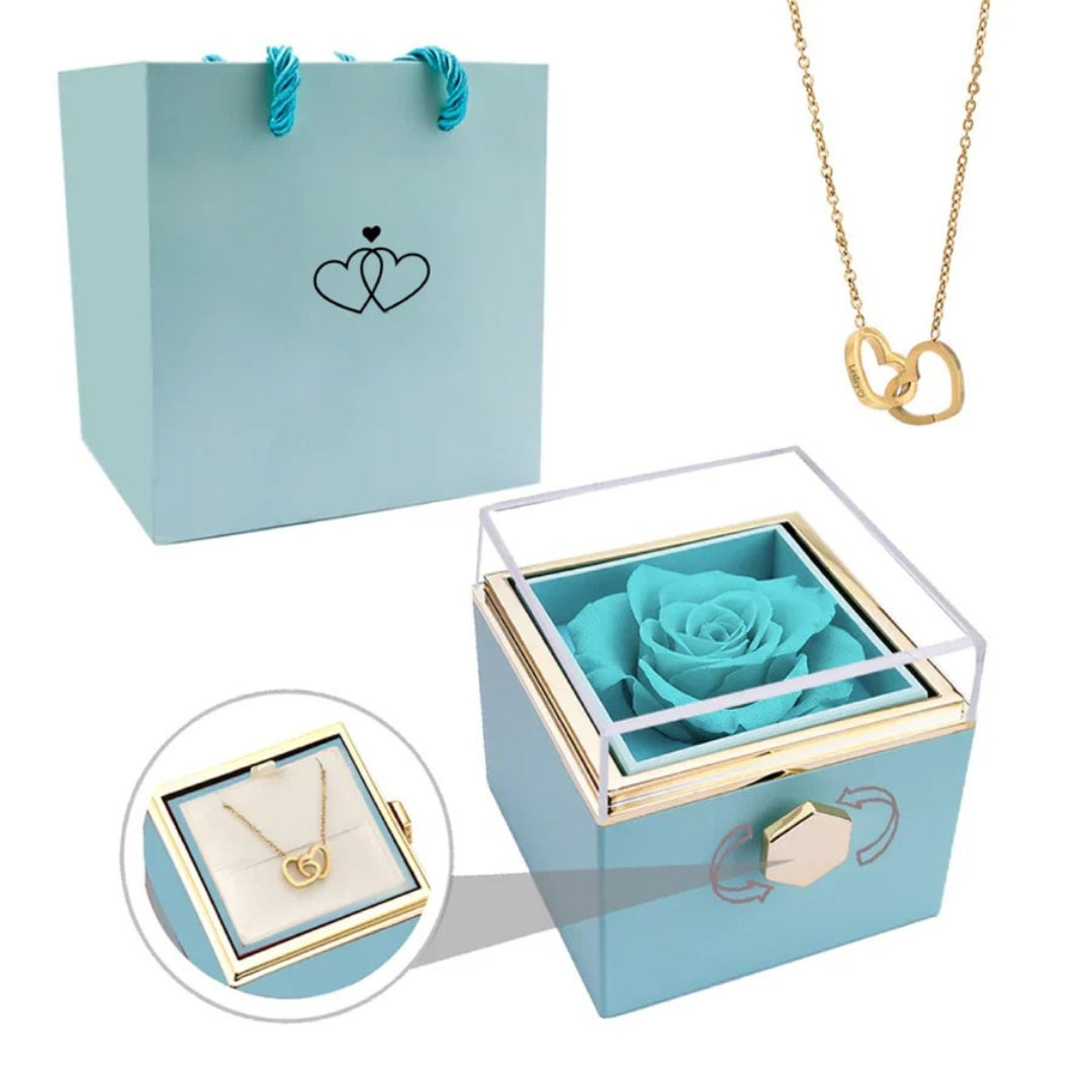 Eternal Rose Gift Box with Hidden Personalized Necklace - A Special Gift for Mother's Day
