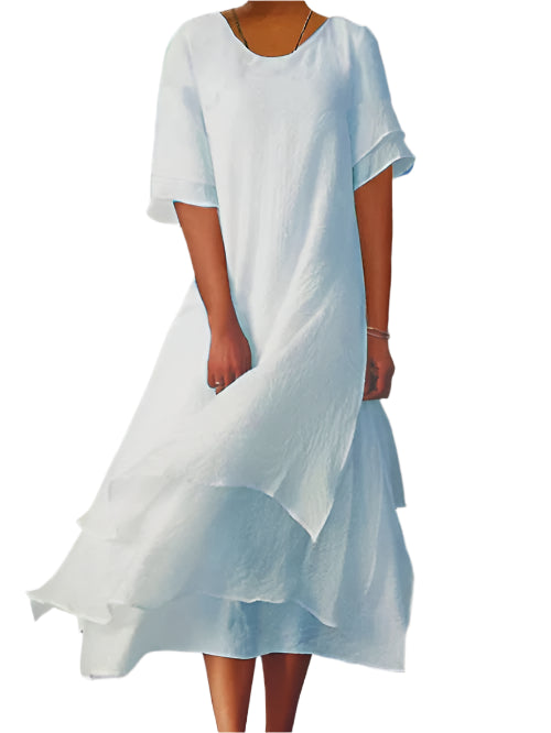 Hannah - Short Sleeve Double Layer Dress