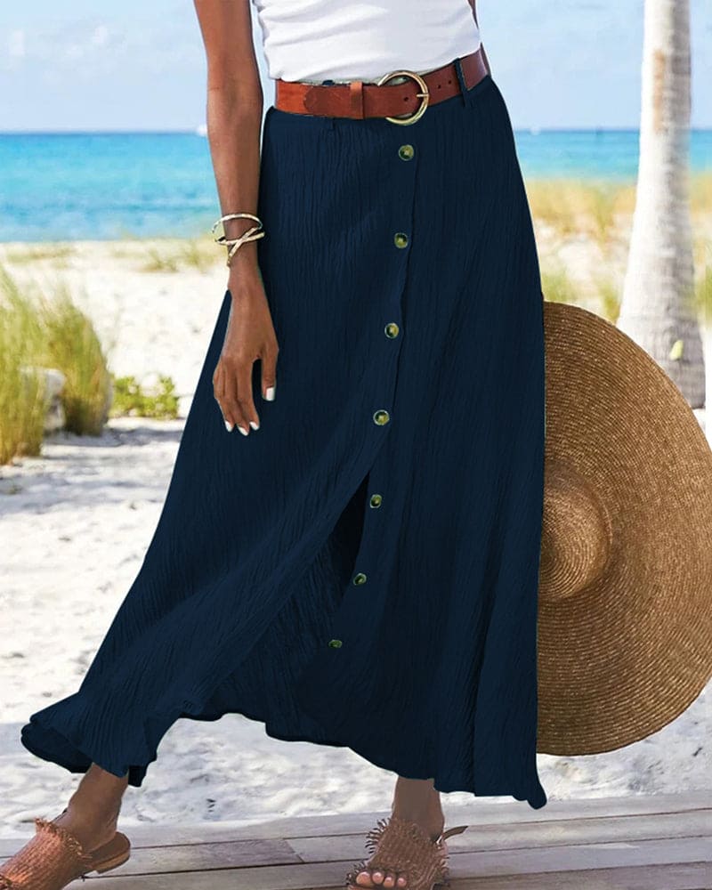 Eva - Classic Buttoned Maxi Skirt
