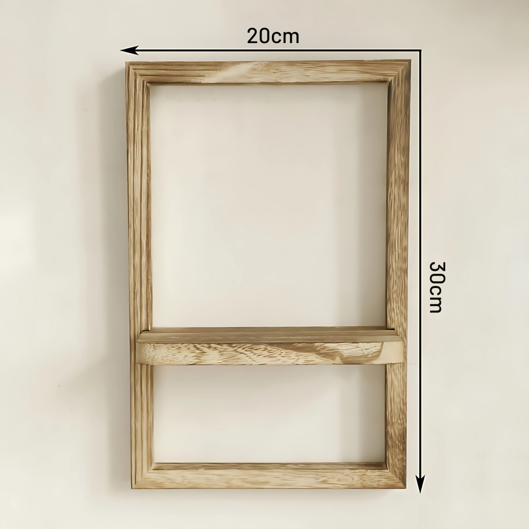 Wall-mounted wooden rectangular frame